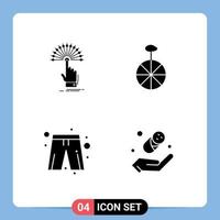 4 User Interface Solid Glyph Pack of modern Signs and Symbols of reach clothes digital cycle player dress Editable Vector Design Elements