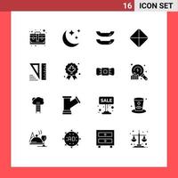 Set of 16 Modern UI Icons Symbols Signs for badge leaf kayak tools education Editable Vector Design Elements