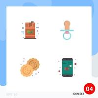 Set of 4 Vector Flat Icons on Grid for barrel kids fuel baby biscuit Editable Vector Design Elements