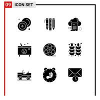 Universal Icon Symbols Group of 9 Modern Solid Glyphs of ghost cauldron items computing document Editable Vector Design Elements