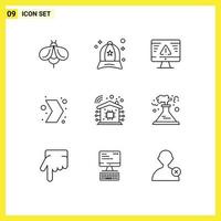 Stock Vector Icon Pack of 9 Line Signs and Symbols for smart home right breach multimedia arrow Editable Vector Design Elements