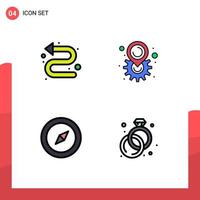 Set of 4 Modern UI Icons Symbols Signs for arrows map left map diamond Editable Vector Design Elements