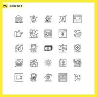 Set of 25 Modern UI Icons Symbols Signs for menu hamburger infusion communication orientation Editable Vector Design Elements