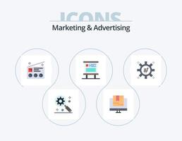 Marketing And Advertising Flat Icon Pack 5 Icon Design. pubic. billboard. advertising. announcement. radio vector