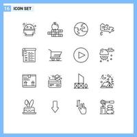 16 Creative Icons Modern Signs and Symbols of cart report globe testing location Editable Vector Design Elements