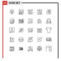 25 User Interface Line Pack of modern Signs and Symbols of cash up hearts tumbs like Editable Vector Design Elements