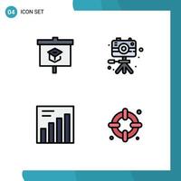Stock Vector Icon Pack of 4 Line Signs and Symbols for chart graph school hobbies life Editable Vector Design Elements