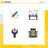 Universal Icon Symbols Group of 4 Modern Flat Icons of drawing develop desk device sdk Editable Vector Design Elements