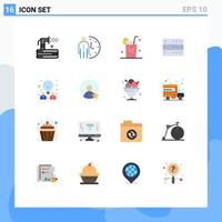 Universal Icon Symbols Group of 16 Modern Flat Colors of server data optimization admin juice Editable Pack of Creative Vector Design Elements