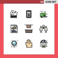 Set of 9 Modern UI Icons Symbols Signs for report page bus data summer Editable Vector Design Elements