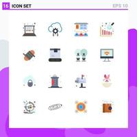 16 Flat Color concept for Websites Mobile and Apps yarn equipment process camping business intelligence Editable Pack of Creative Vector Design Elements