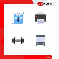 User Interface Pack of 4 Basic Flat Icons of clothes gym work wear gadget training Editable Vector Design Elements