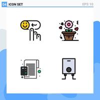 Set of 4 Commercial Filledline Flat Colors pack for emotion accounting rating love calculation Editable Vector Design Elements