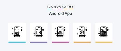 androide aplicación línea 5 5 icono paquete incluso móvil. Wifi. comprar. teléfono. aplicación creativo íconos diseño vector