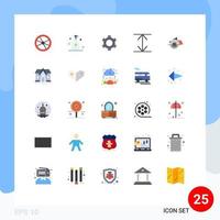 Mobile Interface Flat Color Set of 25 Pictograms of construction building basic saw arrows Editable Vector Design Elements