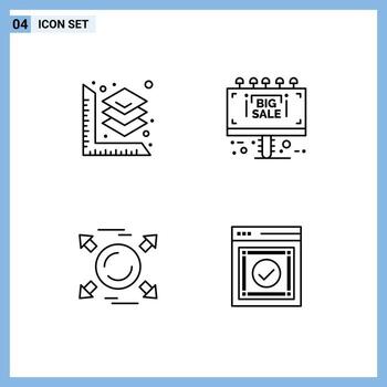 4 Line concept for Websites Mobile and Apps scale direction info sale board message Editable Vector Design Elements