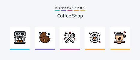 Coffee Shop Line Filled 5 Icon Pack Including muffin sweet. cup. order. cake. table. Creative Icons Design vector
