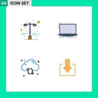 Modern Set of 4 Flat Icons and symbols such as lamp cloud road light coding sync Editable Vector Design Elements