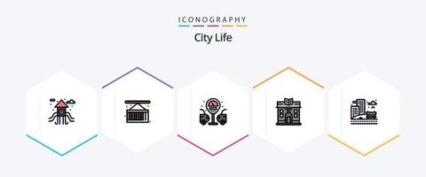 City Life 25 FilledLine icon pack including . building. life. life. building vector
