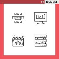 Modern Set of 4 Filledline Flat Colors and symbols such as buntings mask monitor camera diet Editable Vector Design Elements