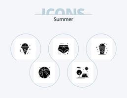 verano glifo icono paquete 5 5 icono diseño. . beber. cono. frío. verano vector