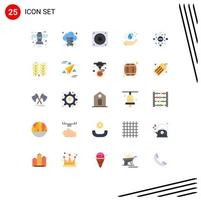 User Interface Pack of 25 Basic Flat Colors of seo globe electric hand ecology Editable Vector Design Elements