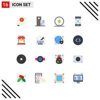 Modern Set of 16 Flat Colors Pictograph of bridge technology structure smartphone camera Editable Pack of Creative Vector Design Elements