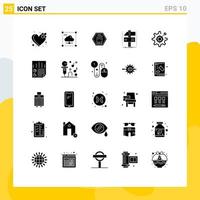 Pictogram Set of 25 Simple Solid Glyphs of developer craft network build traffic Editable Vector Design Elements