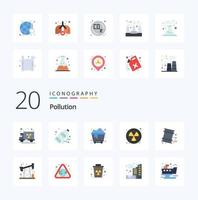 20 Pollution Flat Color icon Pack like pollution environment pollution barrels radioactive vector