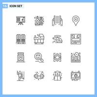16 Creative Icons Modern Signs and Symbols of pin transfer drink digital connection Editable Vector Design Elements