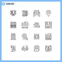 16 Creative Icons Modern Signs and Symbols of pin transfer drink digital connection Editable Vector Design Elements