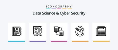 datos Ciencias y ciber seguridad línea 5 5 icono paquete incluso datos. escalabel sistema. bulbo. sistema. seguro. creativo íconos diseño vector