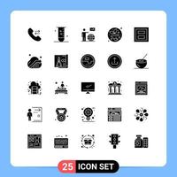 Group of 25 Solid Glyphs Signs and Symbols for frame leaf man electric plug go Editable Vector Design Elements