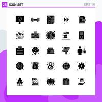 Universal Icon Symbols Group of 25 Modern Solid Glyphs of file type document page design right Editable Vector Design Elements