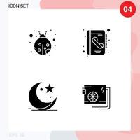 Set of Commercial Solid Glyphs pack for insect star address call muslims Editable Vector Design Elements