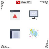 Modern Set of 4 Flat Icons and symbols such as internet app web page device communication Editable Vector Design Elements