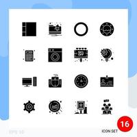 Pack of 16 creative Solid Glyphs of interior collection marine calculation calculator Editable Vector Design Elements