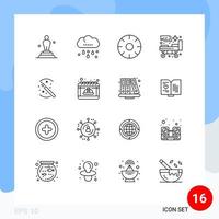 Pictogram Set of 16 Simple Outlines of patient bed hospital thanksgiving bed fruits Editable Vector Design Elements