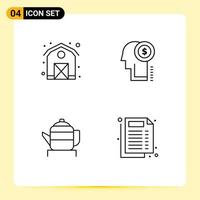 Stock Vector Icon Pack of 4 Line Signs and Symbols for agriculture china idea thinking medical Editable Vector Design Elements