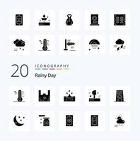 20 Rainy Solid Glyph icon Pack like drain bathroom clothing machine dryer vector