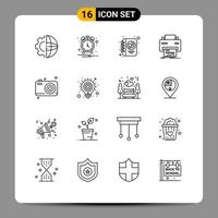 Set of 16 Commercial Outlines pack for dad hardware diary printing digital Editable Vector Design Elements