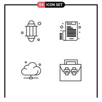 4 Creative Icons Modern Signs and Symbols of islam data ramadan file server Editable Vector Design Elements