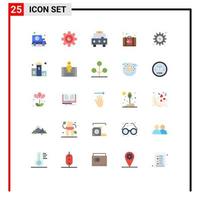 Pack of 25 Modern Flat Colors Signs and Symbols for Web Print Media such as suitcase love ambulance briefcase transportation Editable Vector Design Elements