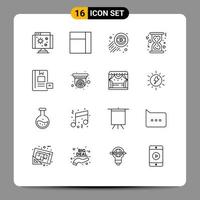 Outline Pack of 16 Universal Symbols of learning education economy e hourglass Editable Vector Design Elements