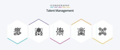 Talent Management 25 Line icon pack including bulb. brain. man. configuration. wheel vector
