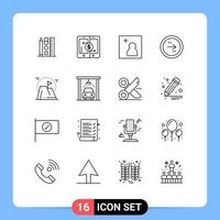 Stock Vector Icon Pack of 16 Line Signs and Symbols for achievement interface smartphone direction arrow Editable Vector Design Elements