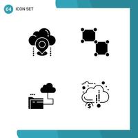 4 Universal Solid Glyphs Set for Web and Mobile Applications location cloud map connection storage Editable Vector Design Elements