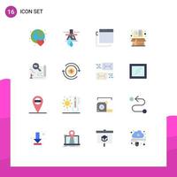 Mobile Interface Flat Color Set of 16 Pictograms of destination item factory cardboard book Editable Pack of Creative Vector Design Elements