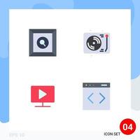 Modern Set of 4 Flat Icons and symbols such as box video celebration party content Editable Vector Design Elements