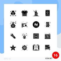 Set of 16 Modern UI Icons Symbols Signs for knowledge e empire book statue Editable Vector Design Elements